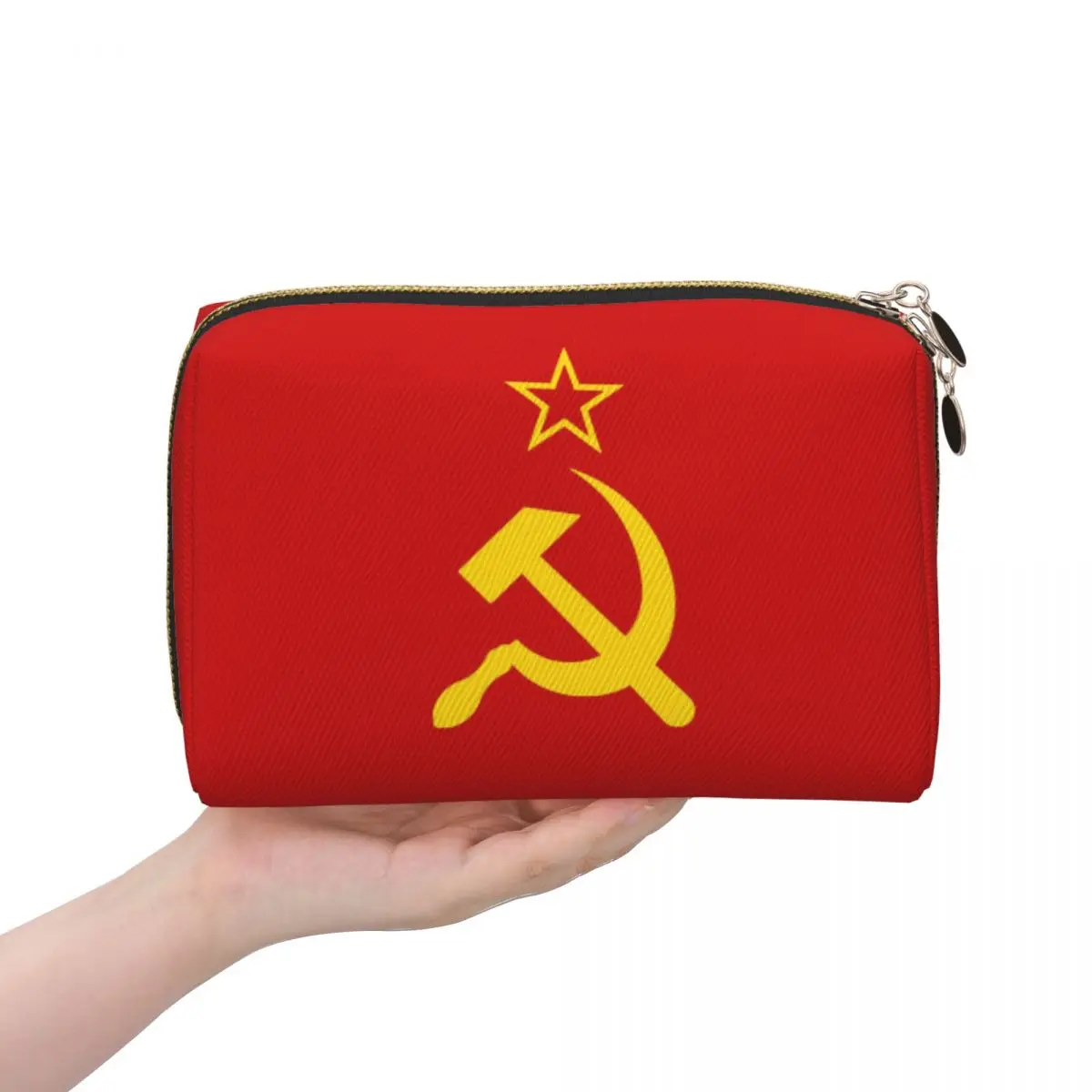 USSR Hammer And Sickle CCCP Retro Russian Soviet Flag Women Cosmetic Bag Travel Makeup Organizer Pouch Toiletry Storage