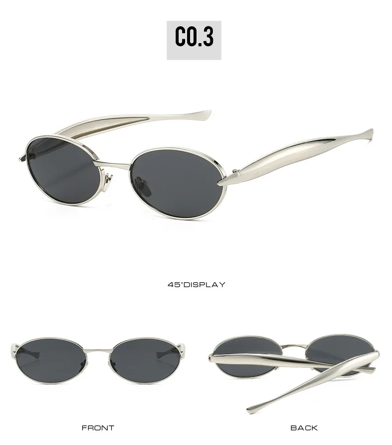 Metall Kleine Ovale Sonnenbrille Frauen Neue Vintage Marke Designer Mode Runde Goggle Sonnenbrille Weibliche Trends Shades Brillen UV400 – Detail 10