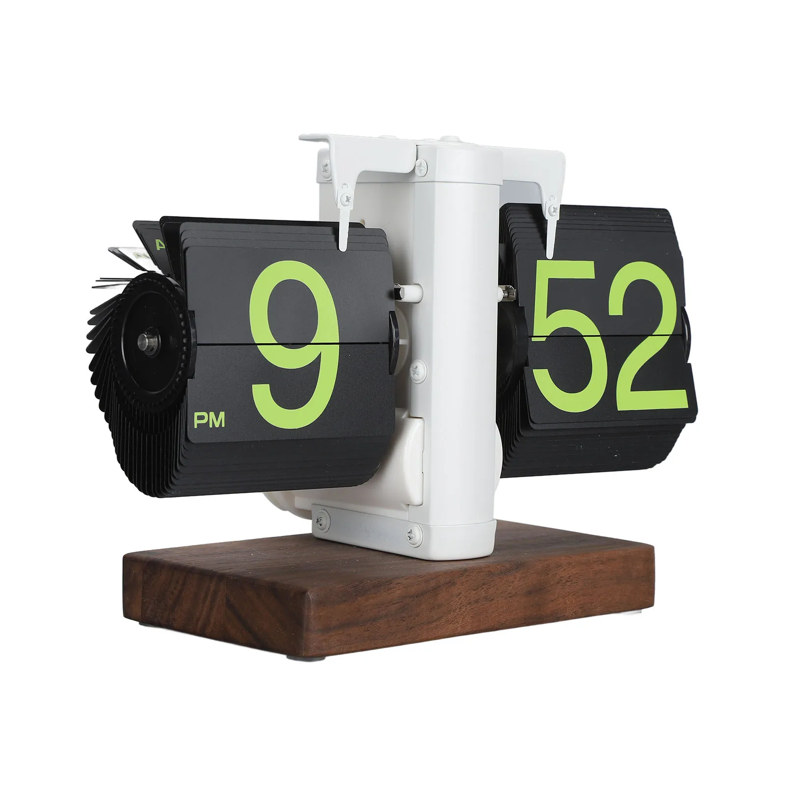 Digital Flip Clock 12h Single Sided Large Numbers Automatic Retro Mechanical Flip Clock Wood Base For Living Room