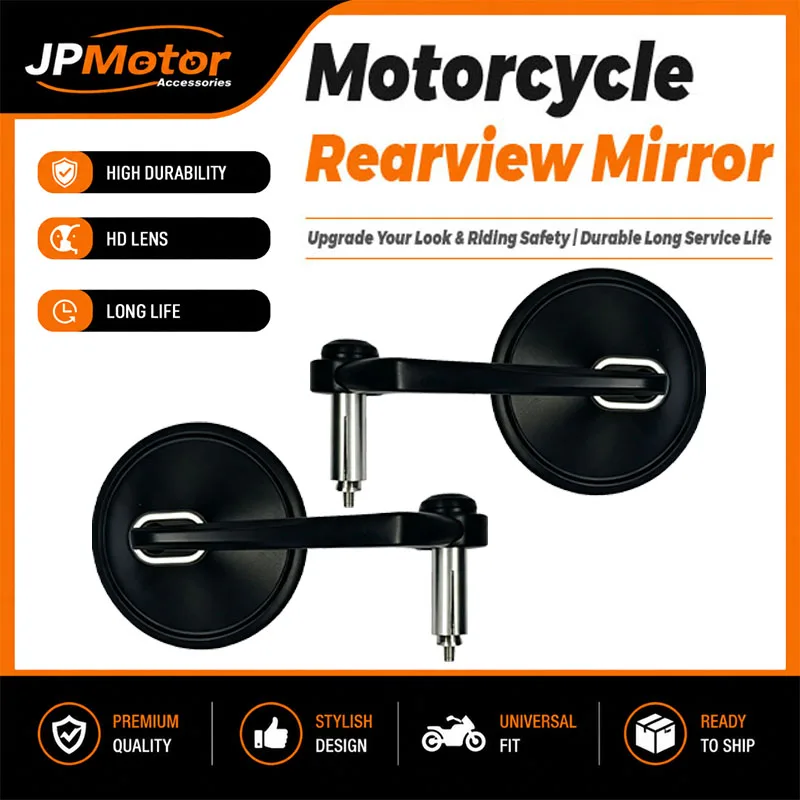 1 Paar universelle Motorradspiegel aus Aluminium, konvex, für 7/8" 22-mm-Lenkerenden, blendfreier, runder Rückspiegel – Detail 1