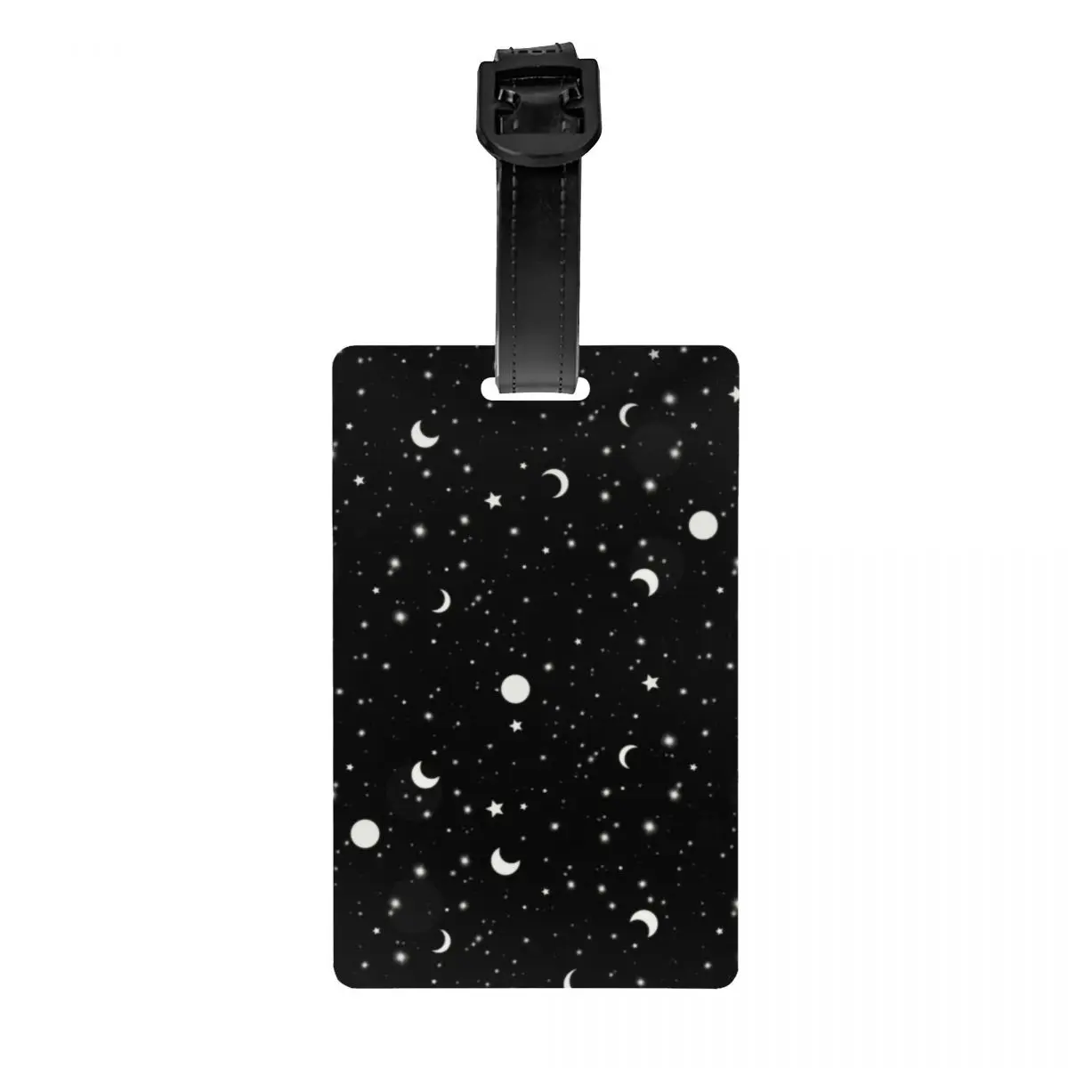 

Custom Black Space Universe Luggage Tags Custom Galaxy Moon Star Baggage Tags Privacy Cover ID Label