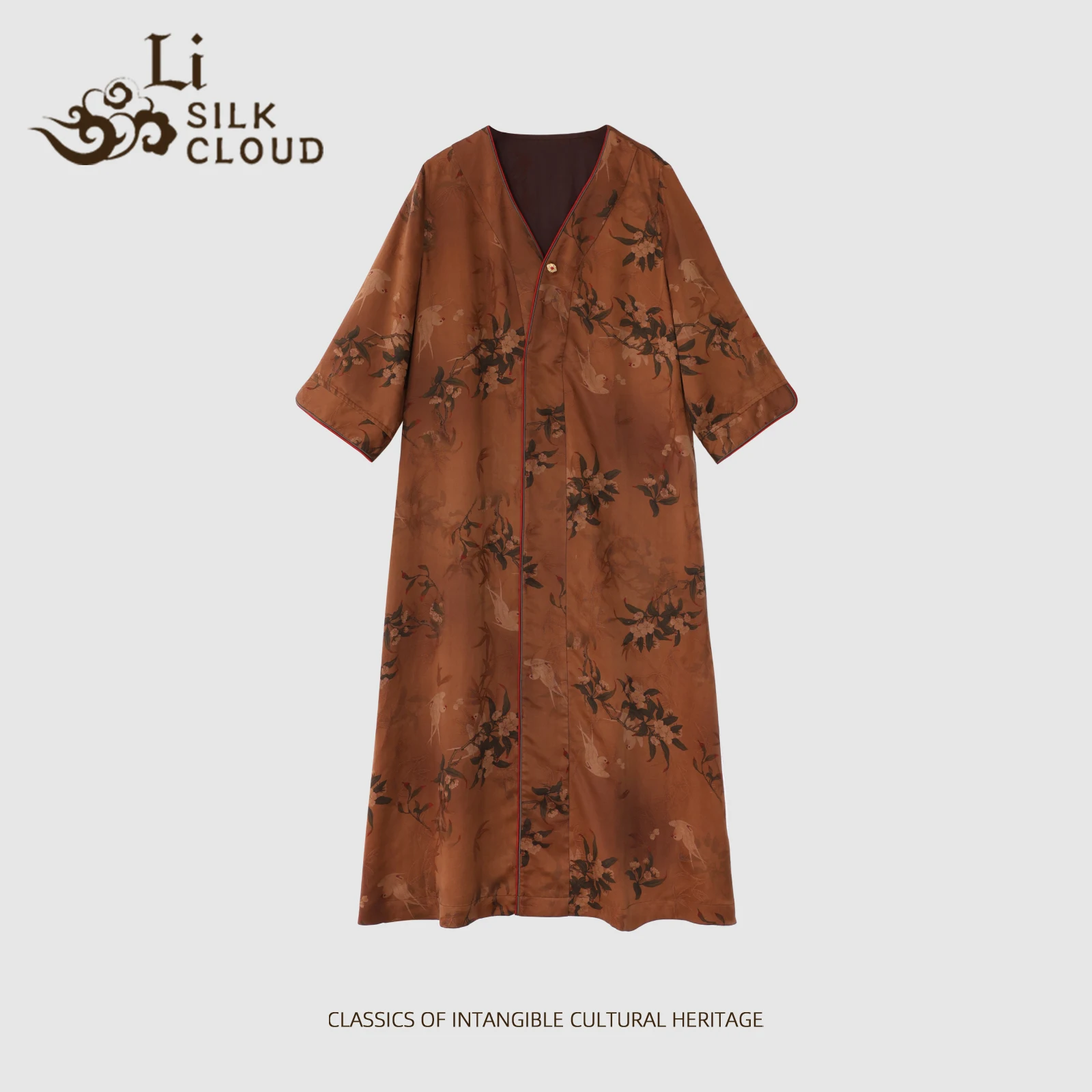 LI SILK CLOUD Robe Xiangyunsha d'automne soyeuse – 100 % soie de mûrier, style traditionnel chinois et confort respectueux de la peau
