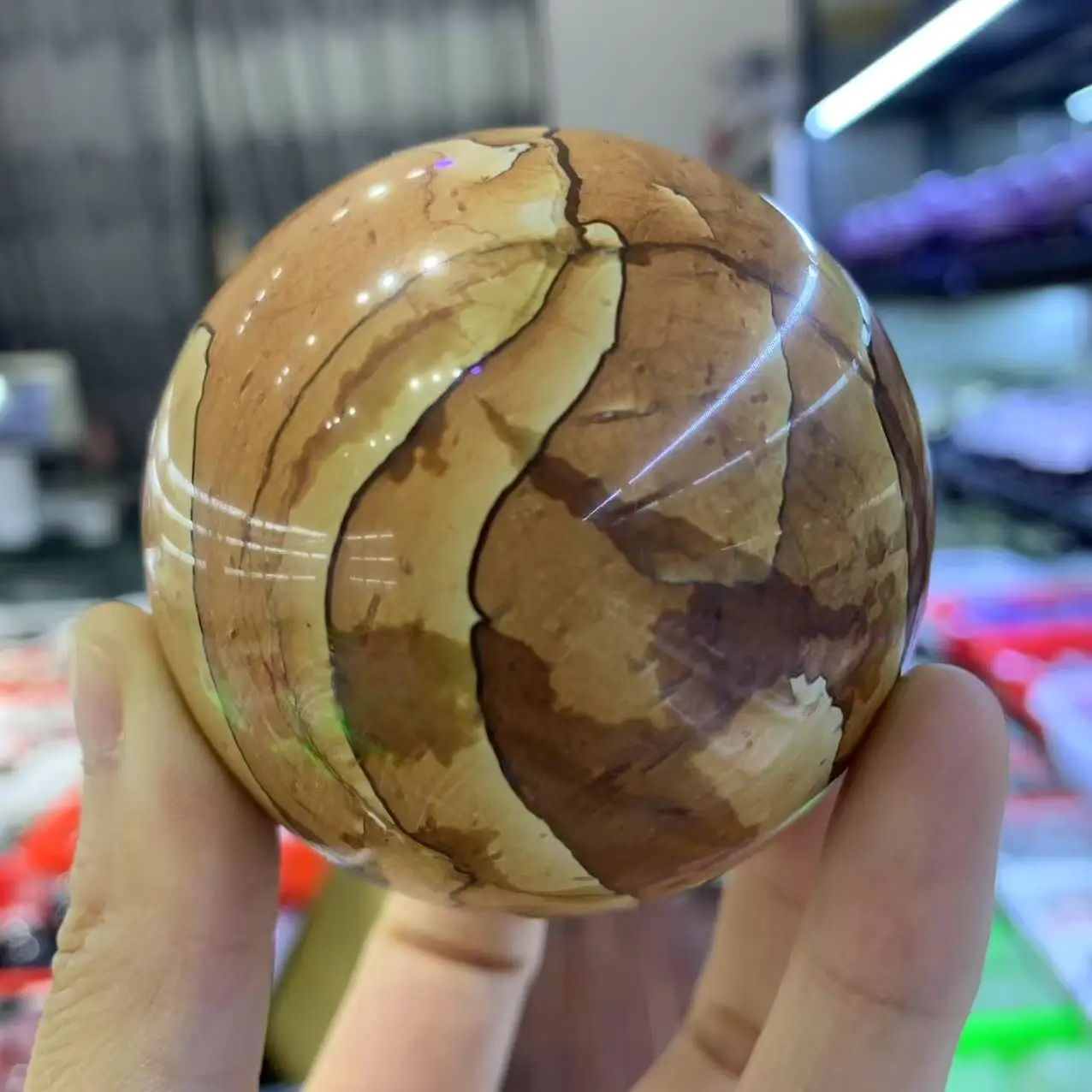 

Natural Wood-Grain Stone Crystal Energy Sphere, Reiki Healing, Gift, Room Decoration, Meditation, Demagnetization, Feng Shui Orn