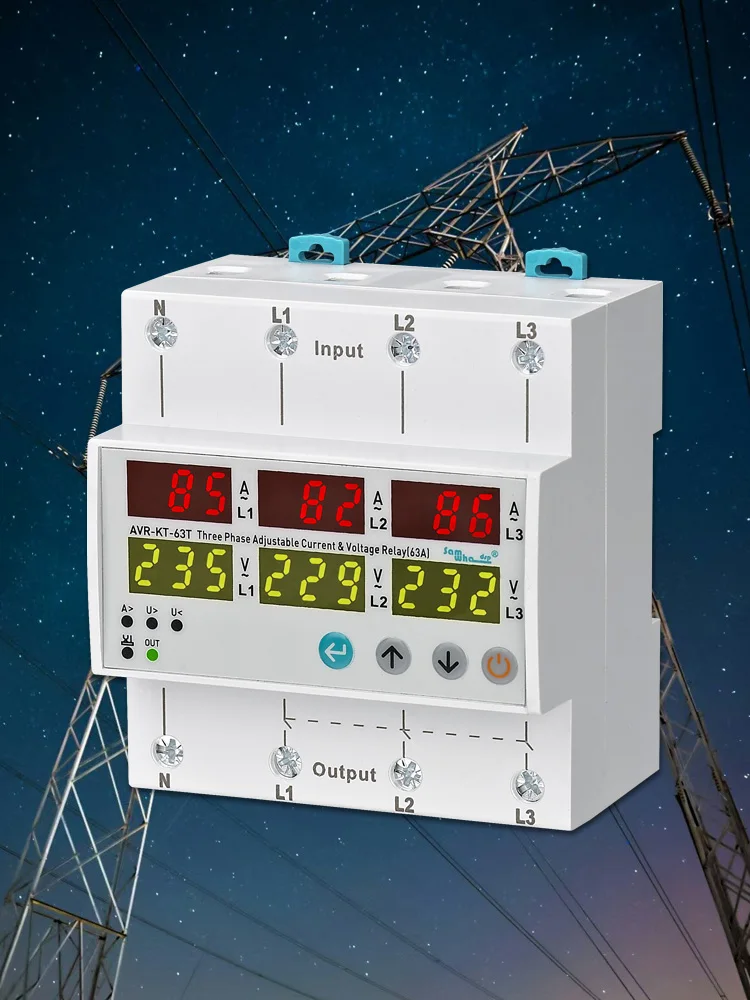 Samwha-Dsp AVR-KT-XXA 3x380V+Nuetralny przekaźnik nadprądowy i napięciowy typu klucza 63A,80A,100A — zdjęcie 6