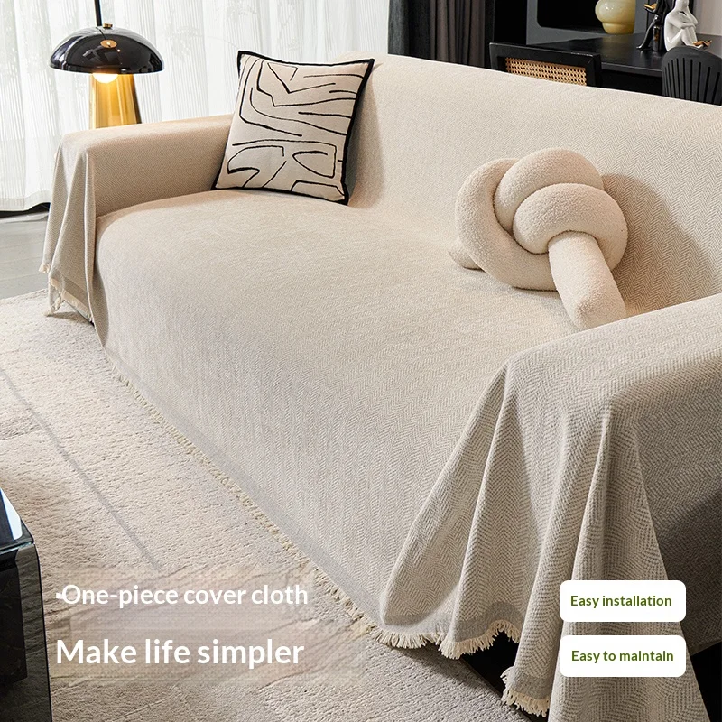 Nordic Tassel Throw Blanket Chenille Couch Cover for 3 Cushion Couch Four Season Sofa Cover Sofa Blanket for Pet Dog Cat