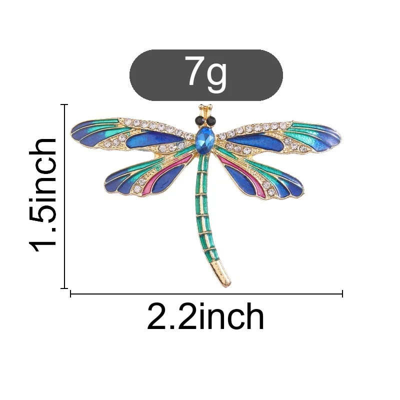 Vintage Dragonfly Enamel Pin, Crystal Rhinestone Insect Colorful Wing Badge, Fashion Accessory, Gift for Vintage Jewelry Lovers