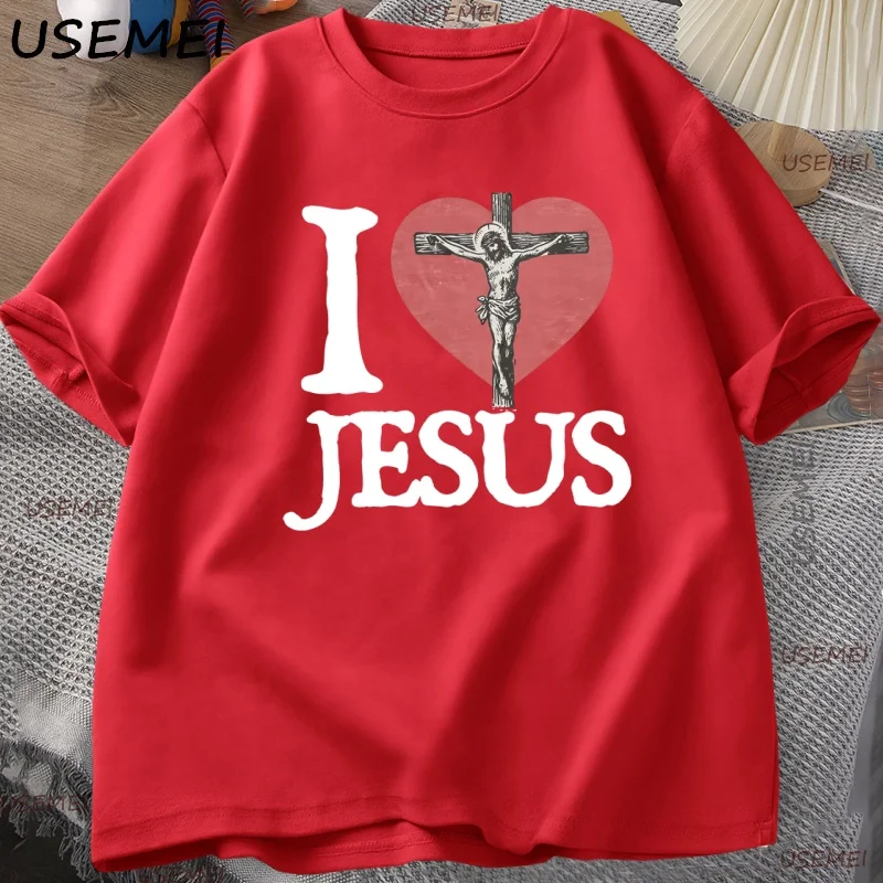أنا أحب يسوع تي شيرت الرجال النساء خمر المسيحية المحملة الرجعية الإيمان الجرافيك المحملة عيد الفصح الدينية تي شيرت Harajuku قصيرة الأكمام بلايز