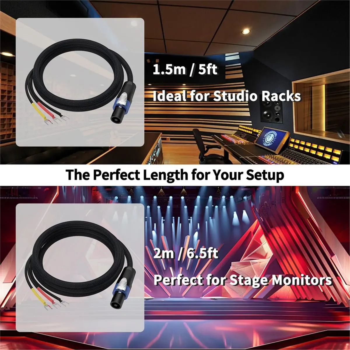 A86G NEW Professional 3-Spade Speaker Cable OFC Silver Plated Wire for PA Systems, Subwoofer, Guitar Amp, and Studio Connection