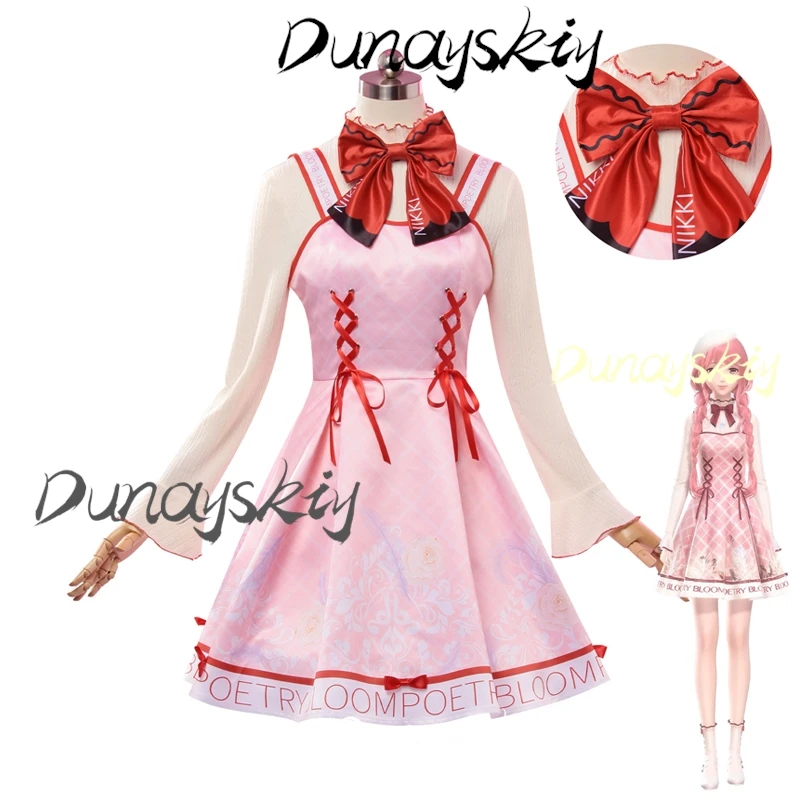 Anime Infinity Nikki Cosplay Lolita Parrucca abito rosa Nikki Costume cosplay Abiti di Halloween per donna Ragazza Costume personalizzato