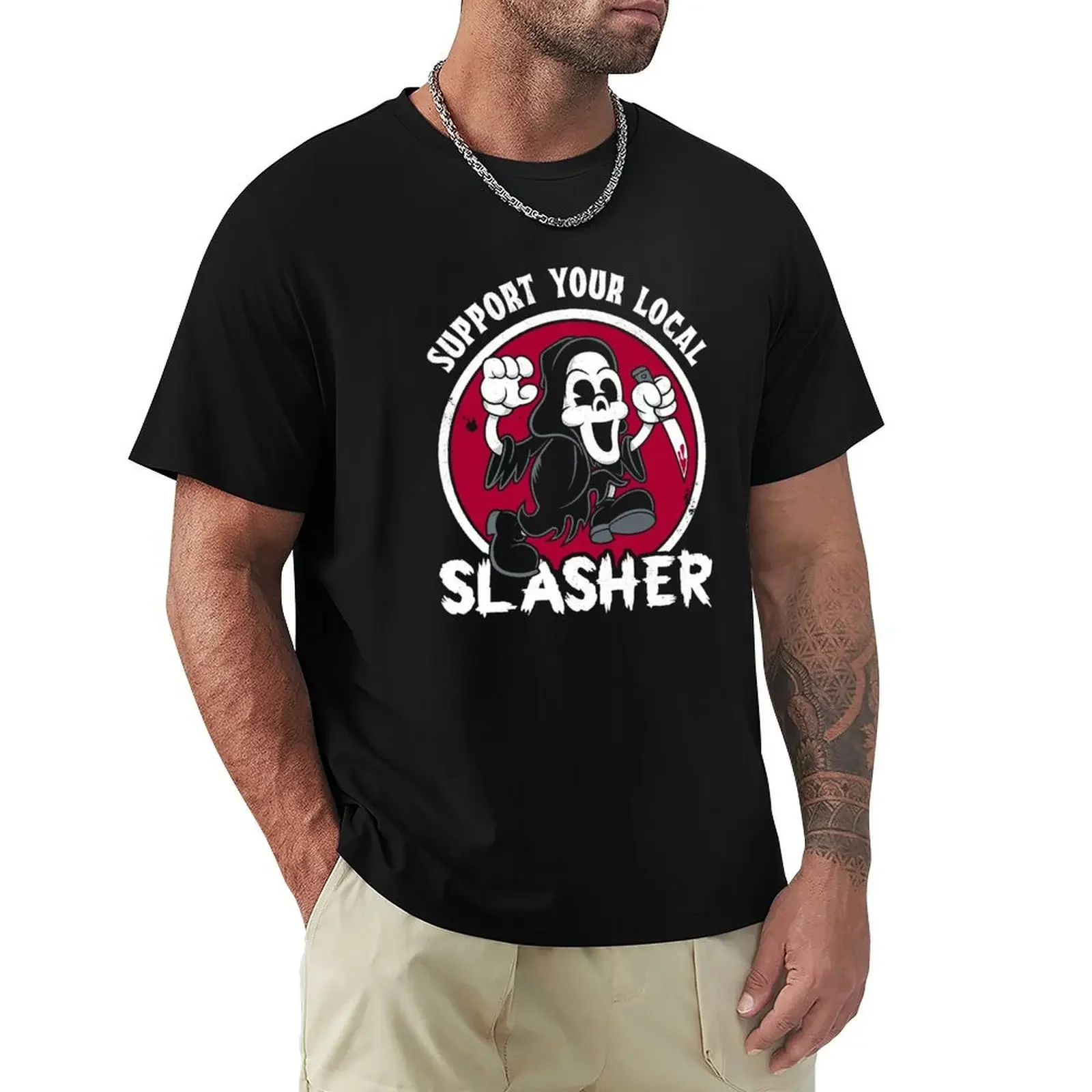 Plus Sizes Sports Fans Designer T Shirt Men Support Your Local Slasher - Creepy Cute Vintage Cartoon Horror T-Shirt Summer New