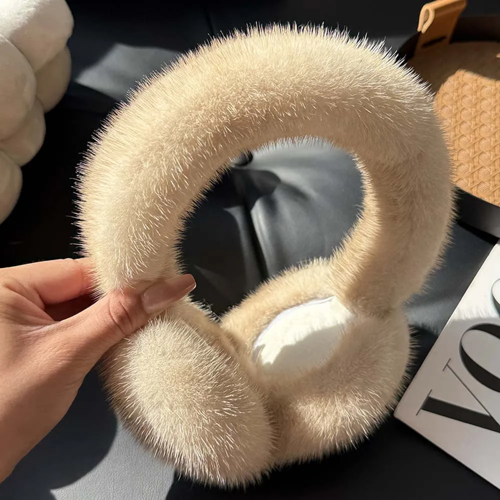 شتاء دافئ ريال فرو المنك غطاء للأذنين الأذن إفشل للنساء لينة أفخم غطاء للأذنين الفتيات الفتيان الطقس البارد الأذن دفئا فرو المنك الحقيقي أضعاف #5