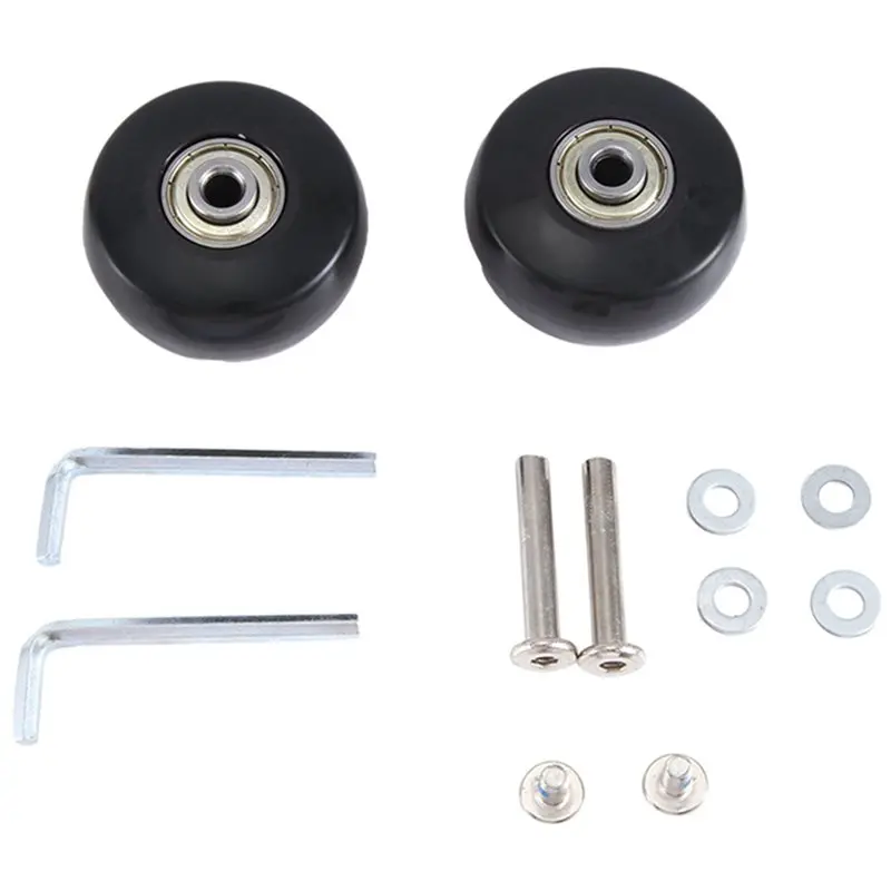 TEXU 50X24mm Set Of 8 Luggage Suitcase Replacement Wheels,PU Swivel Caster Wheels Carbon Steel Bearings Repair Kits