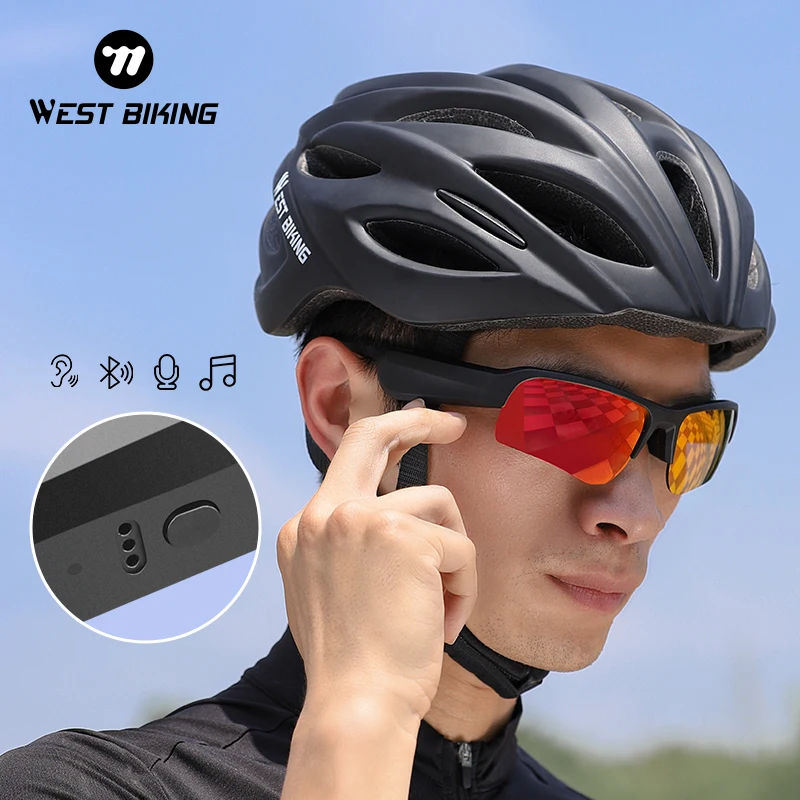 WEST BIKING Cycling Glasses Wireless Bluetooth 5.3 Sunglasses Headset Telephone Driving MP3 Riding Cycling Eyewear UV400 Goggles