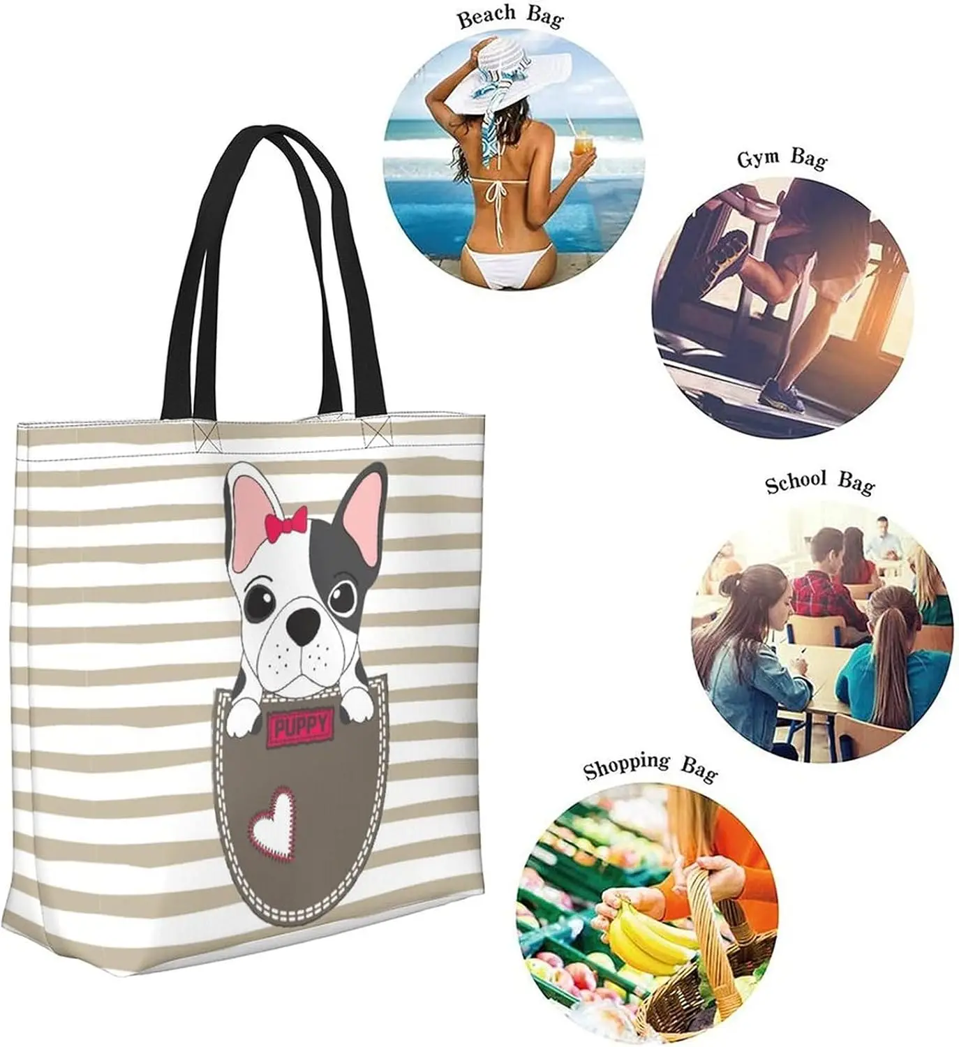 Bolso de mano de lona para mujer, bolso de hombro informal grande, bolso reutilizable para compras en la playa, bolsa de comestibles para exteriores