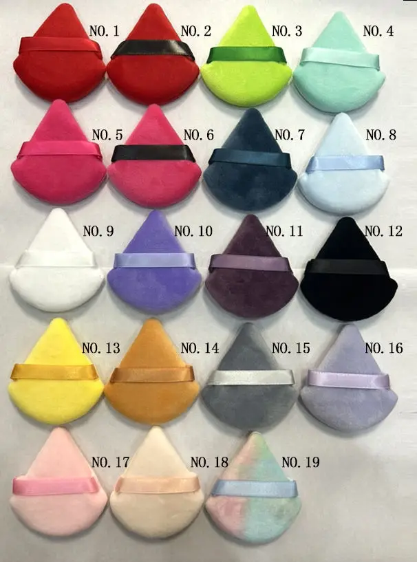 100pcs  Custom Logo Heart Shape Triangle Powder Puff Cosmetic Sponge Soft Powder Puff Custom Logo Velvet Cosmetic Puffs