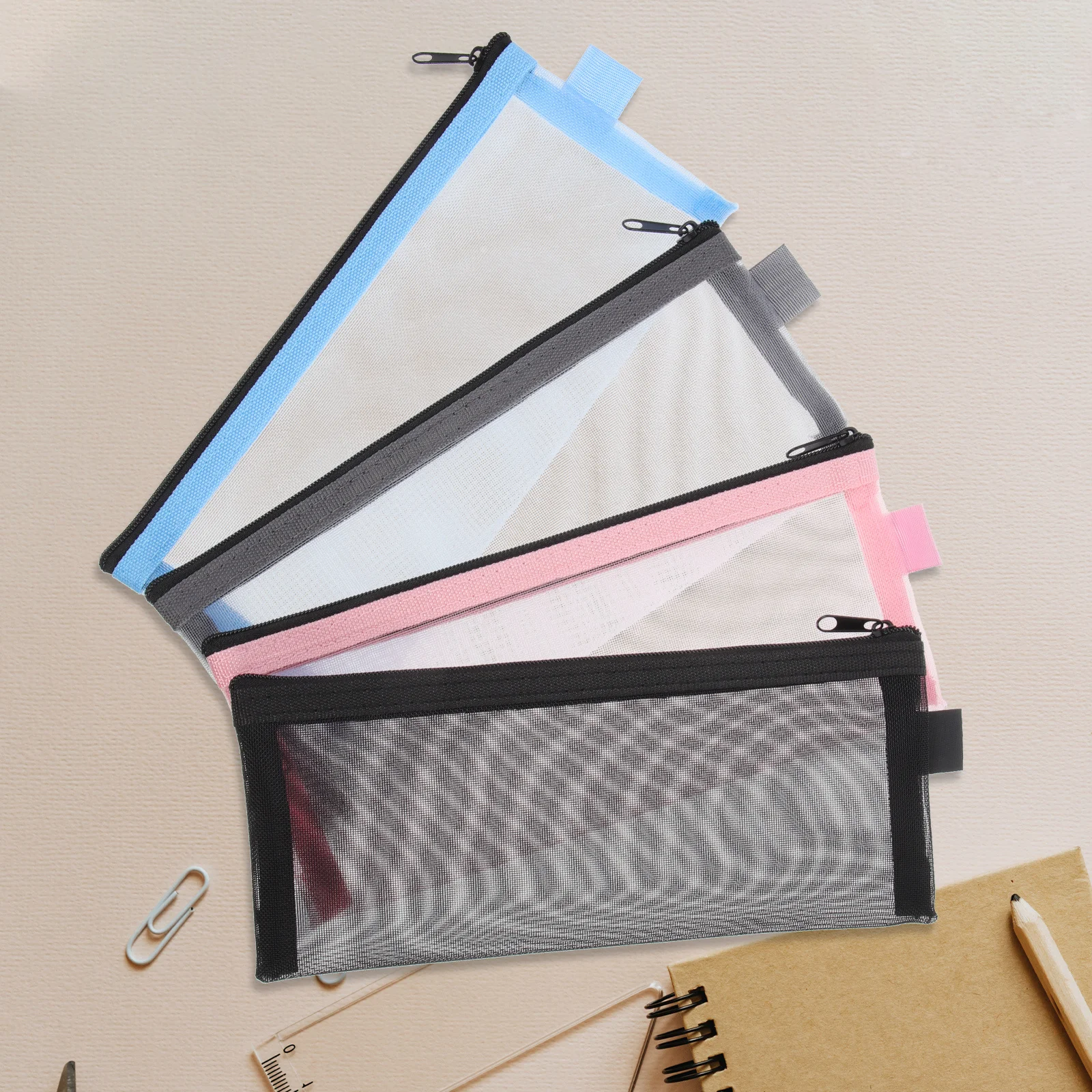 

4Pcs Pencil Bags Large Capacity Wear Resistant Nylon Material Portable Stationery Organizer for Students Kids Daily Use Storage