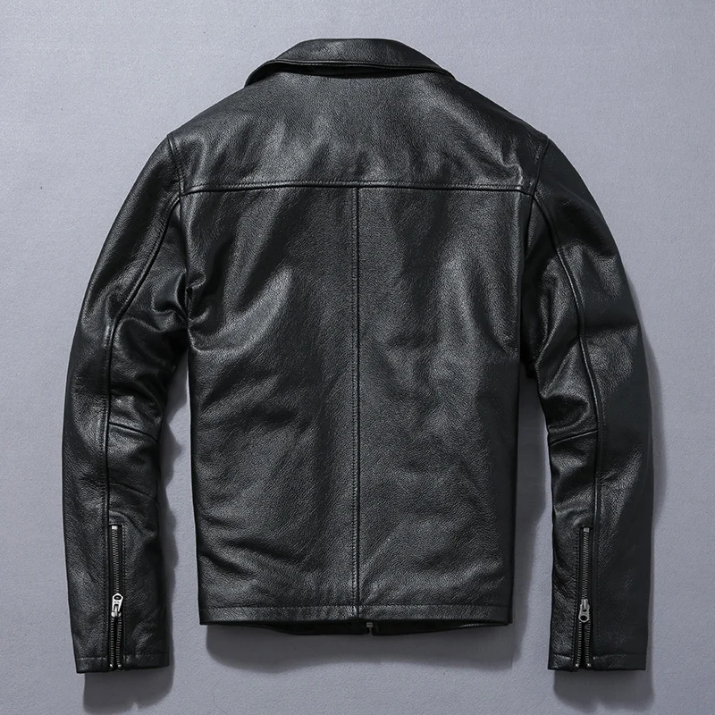 cheap Free shipping.2023 new genuine leather coat.Men slim short quality motor cowhide jacket.Plus size casual leather cloth