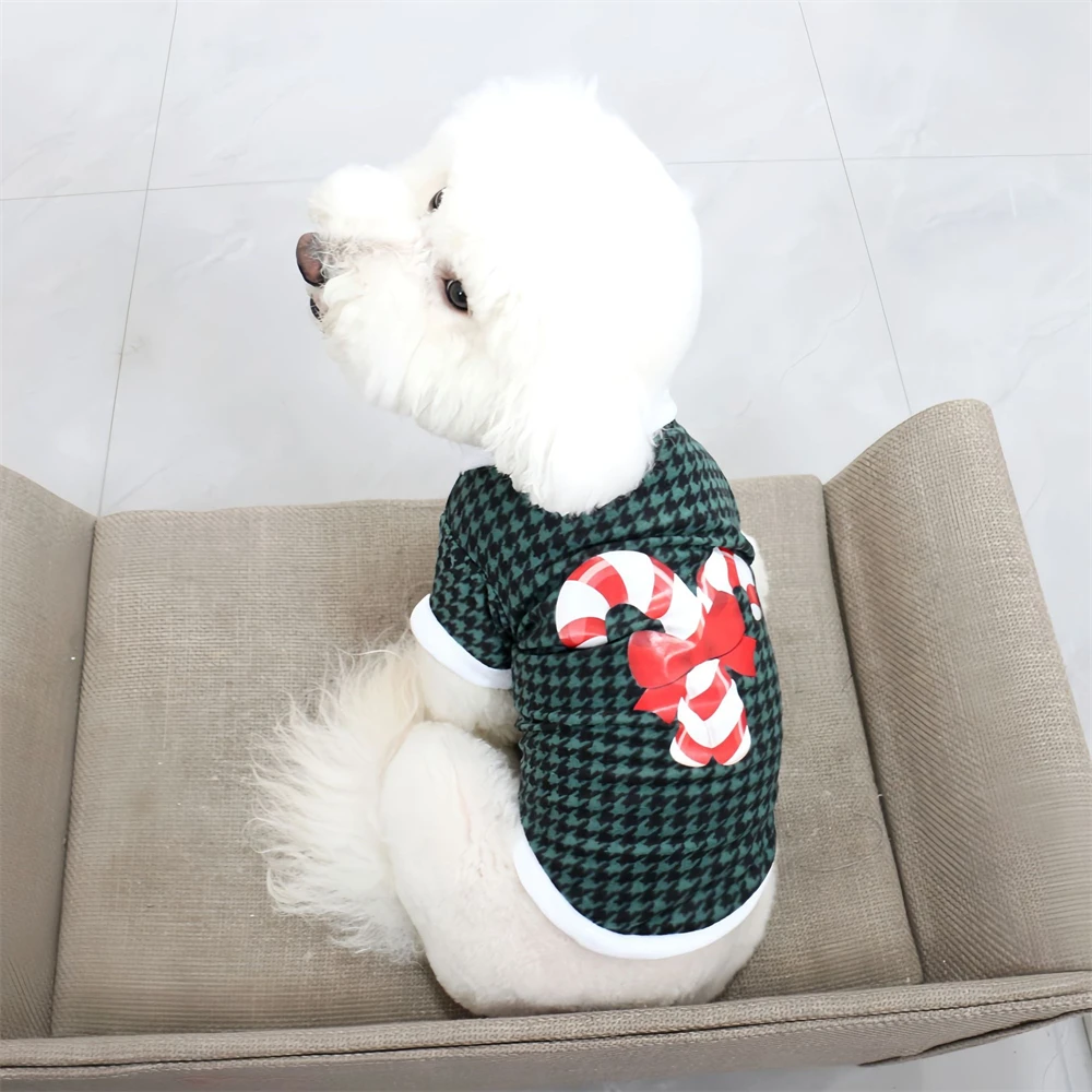 

Christmas Style Pet Dog Sweatshirt Xams Printed Pet Clothes for Small Dogs Fleece Warm Puppy Round Neck Vest New Year Pet Coats