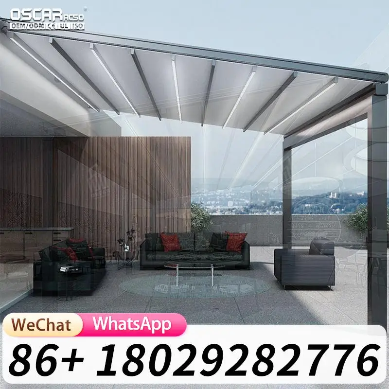 Custom Size Retractable Balcony Sunshade Anti glare Sun Umbrella for Patio Garden Beach Retractable Canopy Pergola