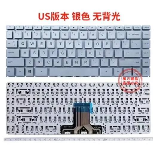 US silver no backlit keyboard For HP 14-DG 14-DF 14m-dh 14s-DR 14-DK 14-dq 14s-dq 14-fq  TPN-Q207 TPN-Q221 TPN-W139