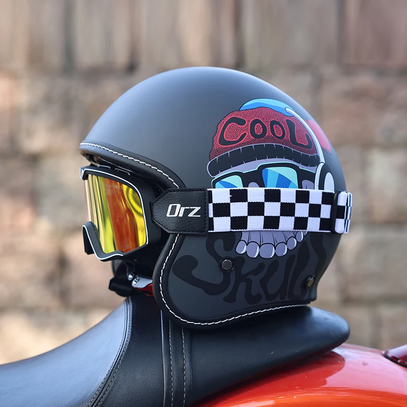 

Orz-507-Retro 3/4 Half Motorcycle Helmet DOT Standard High Strength ABS Shell Breathable Urban Riding Headgear