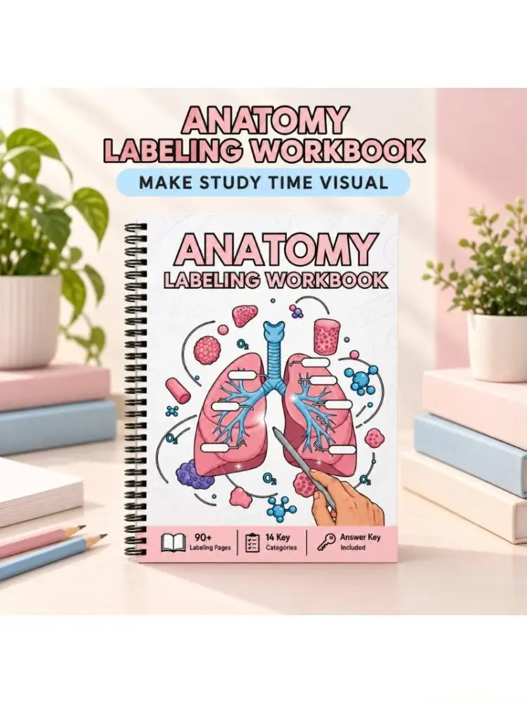 Anatomy Review Workbook with Diagrams, Note Space, and Answer