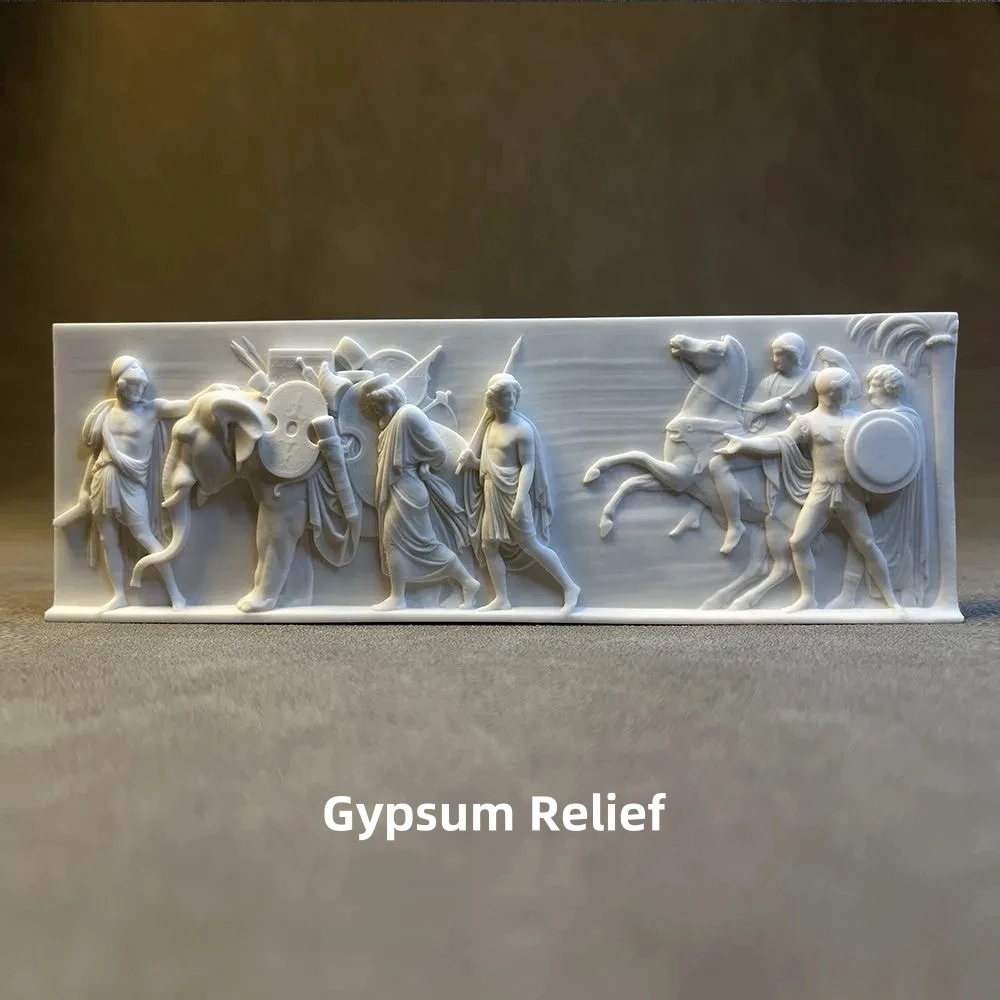 Alivio de yeso, arte Retro, tallado, obra maestra Medieval, Alexander Entering Babylon, adornos, adornos, artesanía escultural