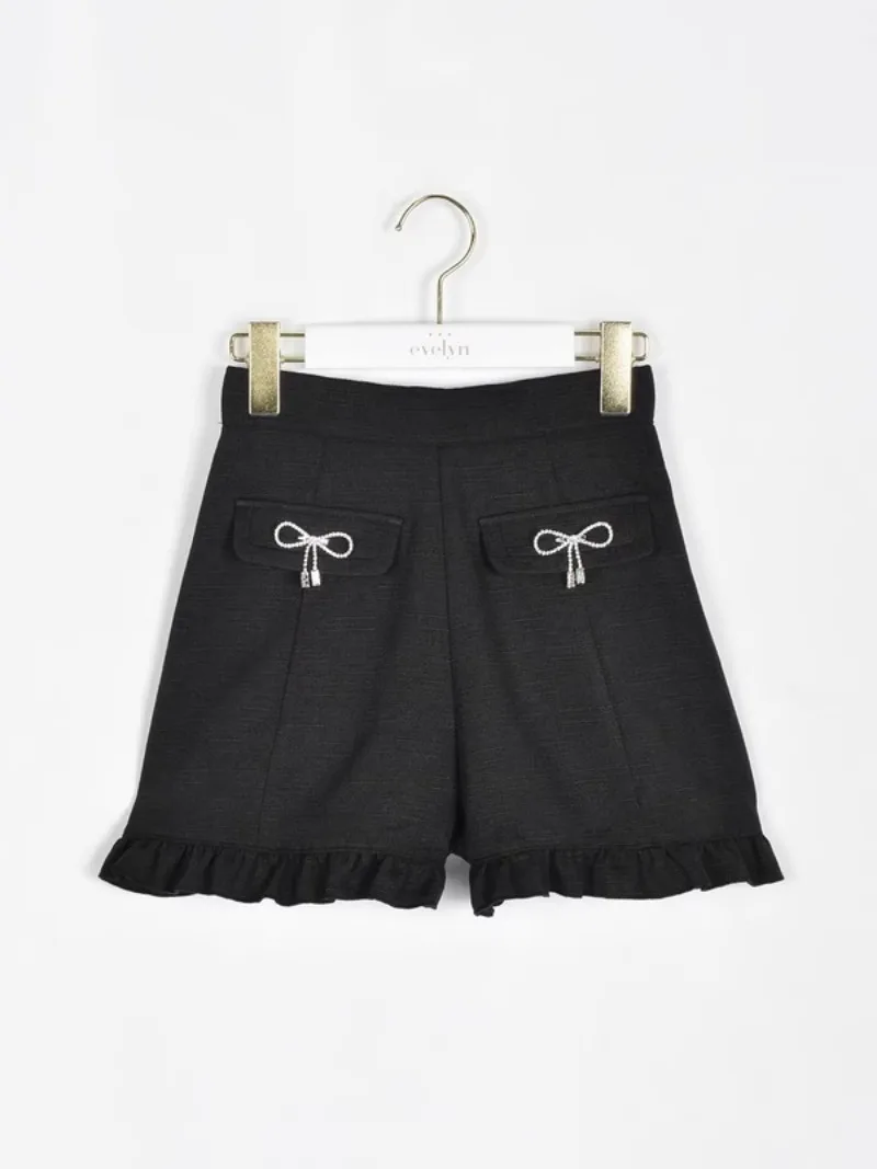 Japanese Rojita Style Cute Rhinestone Bow Wooden Ear A-line Short Pants High Waist Slimming Casual All-Matching Shorts 4 Colors