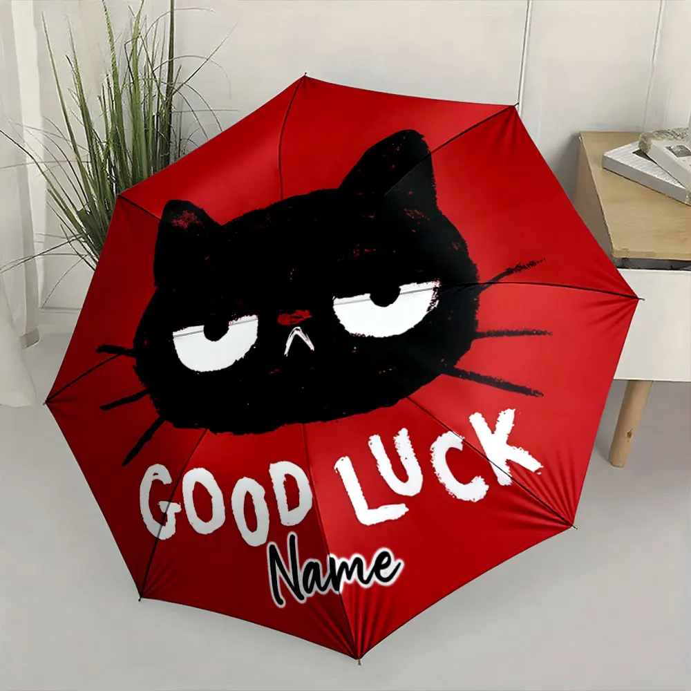 Custom Name Black Cat Design Umbrella with 