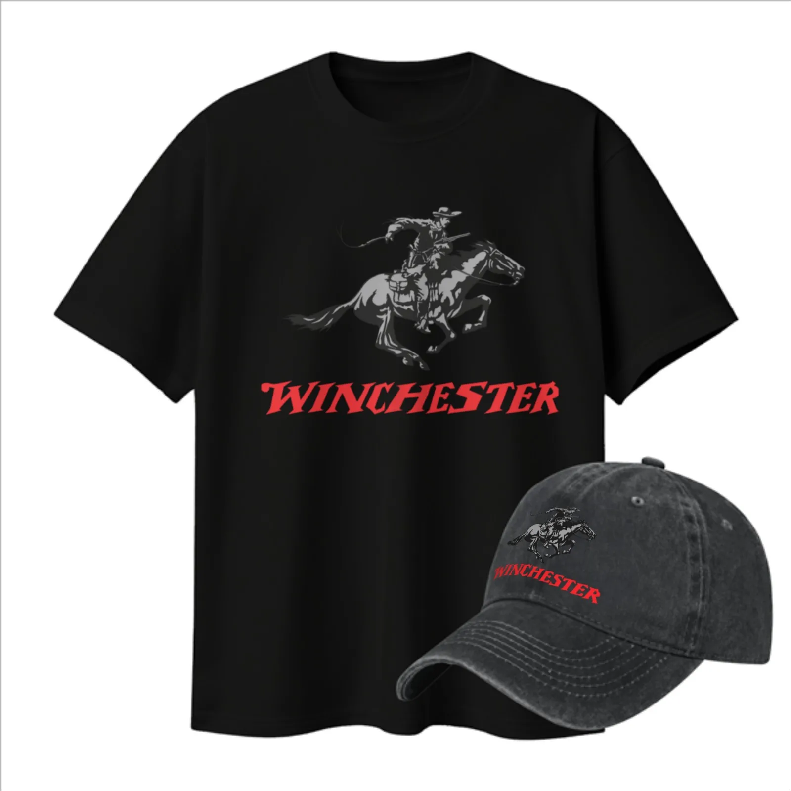 Winchester Cowboy Rider Graphic Tee Casual Short Sleeve Cotton Crewneck T-Shirt for Men