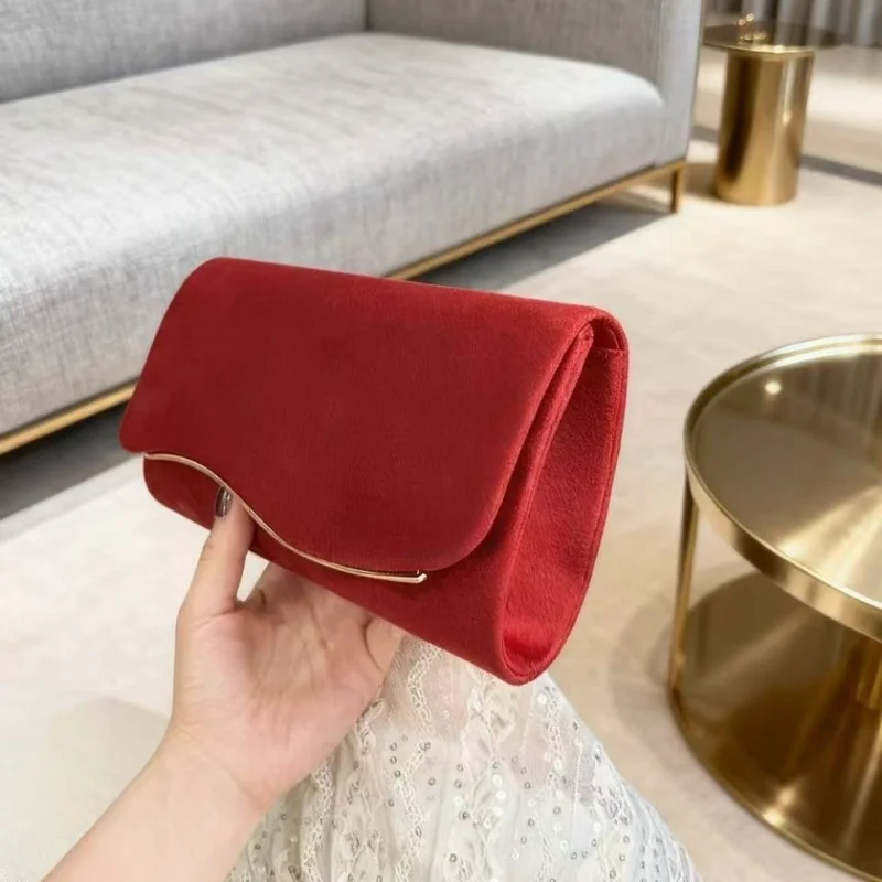 

Envelope Clutch Bag Women's Metal Trim Evening Purse with Detachable Chain for Wedding Party Formal Occasions