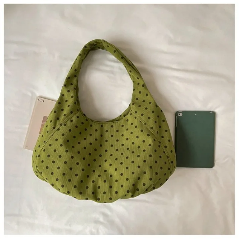 CEEKAY Canvas-Tasche mit Polka-Dot-Muster, Hobo-Stil, breiter Träger, geraffte Falten, vielseitig einsetzbar, für den täglichen Gebrauch, Freizeit, große Kapazität, Damenhandtasche. – Detail 10