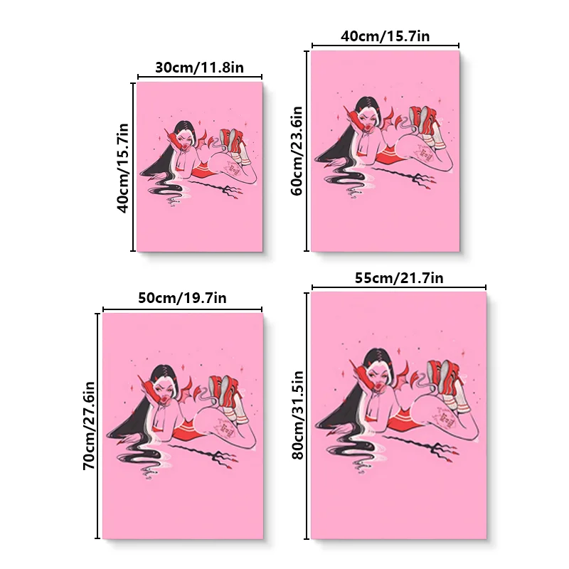 Classic Abstract Wall Art Devil Girl Calling Creative HD Canvas Print Poster Home Living Room Bedroom Decorative Painting view 5