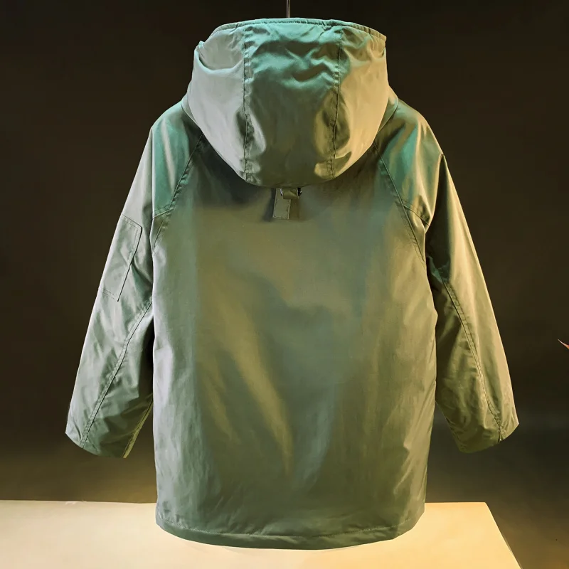 

Outdoor mountaineering cold resistant hooded workwear down jacket men's 2025 winter cold resistant warm mid length down jacket