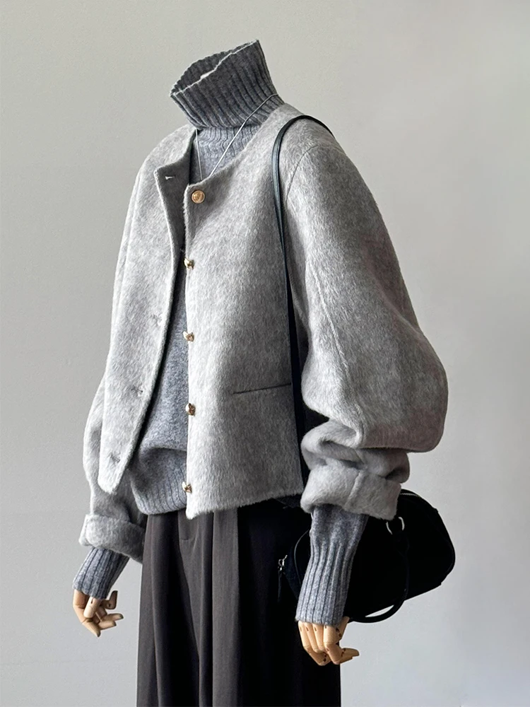 Hebden Sle Strickpullover mit hohem Kragen und Wollmantel, zweiteiliges Set für Damen, einzigartiges Design, Premium-Qualität, erschwinglich