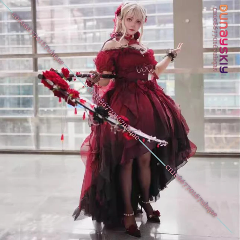 

Lolita Red Dress Flower Wedding Dress Cospaly Costumes Y2K Lolita Heavy Industry Trail Puffy Princess Dress Halloween Disguise