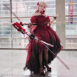 Lolita Red Dress Flower Wedding Dress Cospaly Costumes Y2K Lolita Heavy Industry Trail Puffy Princess Dress Halloween Disguise
