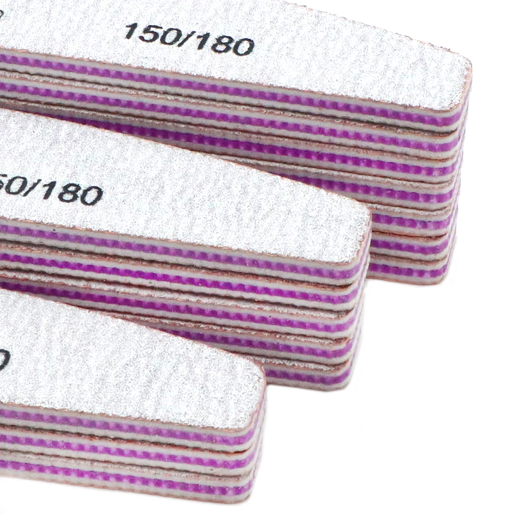 30 ชิ้นตะไบเล็บสองด้าน 150/180 กริตสีเทากระดาษทรายกล้วยเล็บตะไบบัฟเฟอร์แถบขัดเล็บอุปกรณ์เสริมและเครื่องมือ