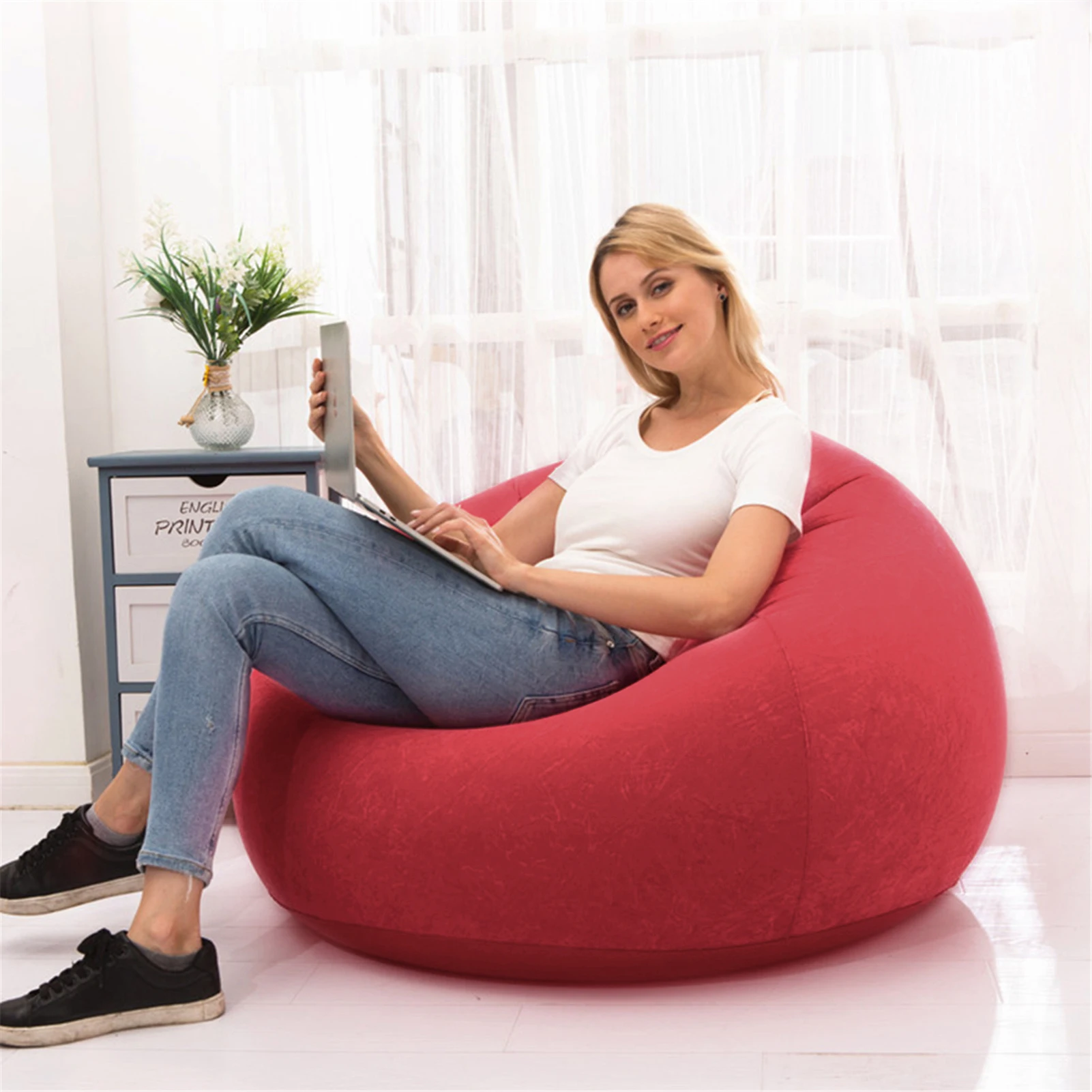 Lazy Inflatable Sofa Chairs Air Soft Cloth Bean Bag Couch Lounger Seat Tatami Living Room Leisure Sofa Furniture