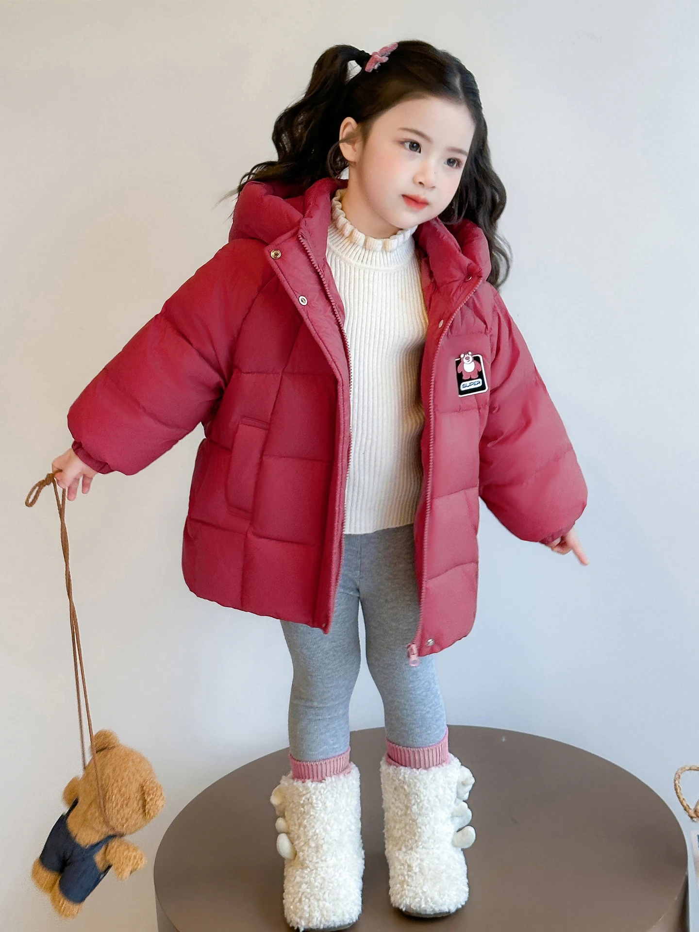 

Girls down Jaet Winter Middle-Length Lightweight New Faion Children's Winter Clothes Baby Girl White Du down Coat