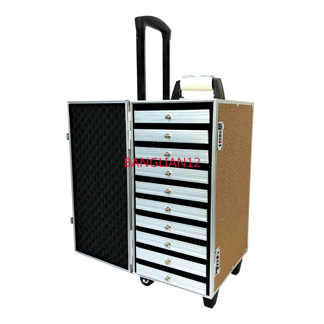 

Portable multi-layer trolley jewelry case PU leather jewelry case, multi-layer drawer