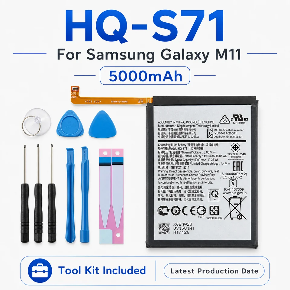Batería de repuesto para teléfono móvil HQ-S71 5000mAh para Samsung Galaxy M11, batería de alta capacidad y estabilidad