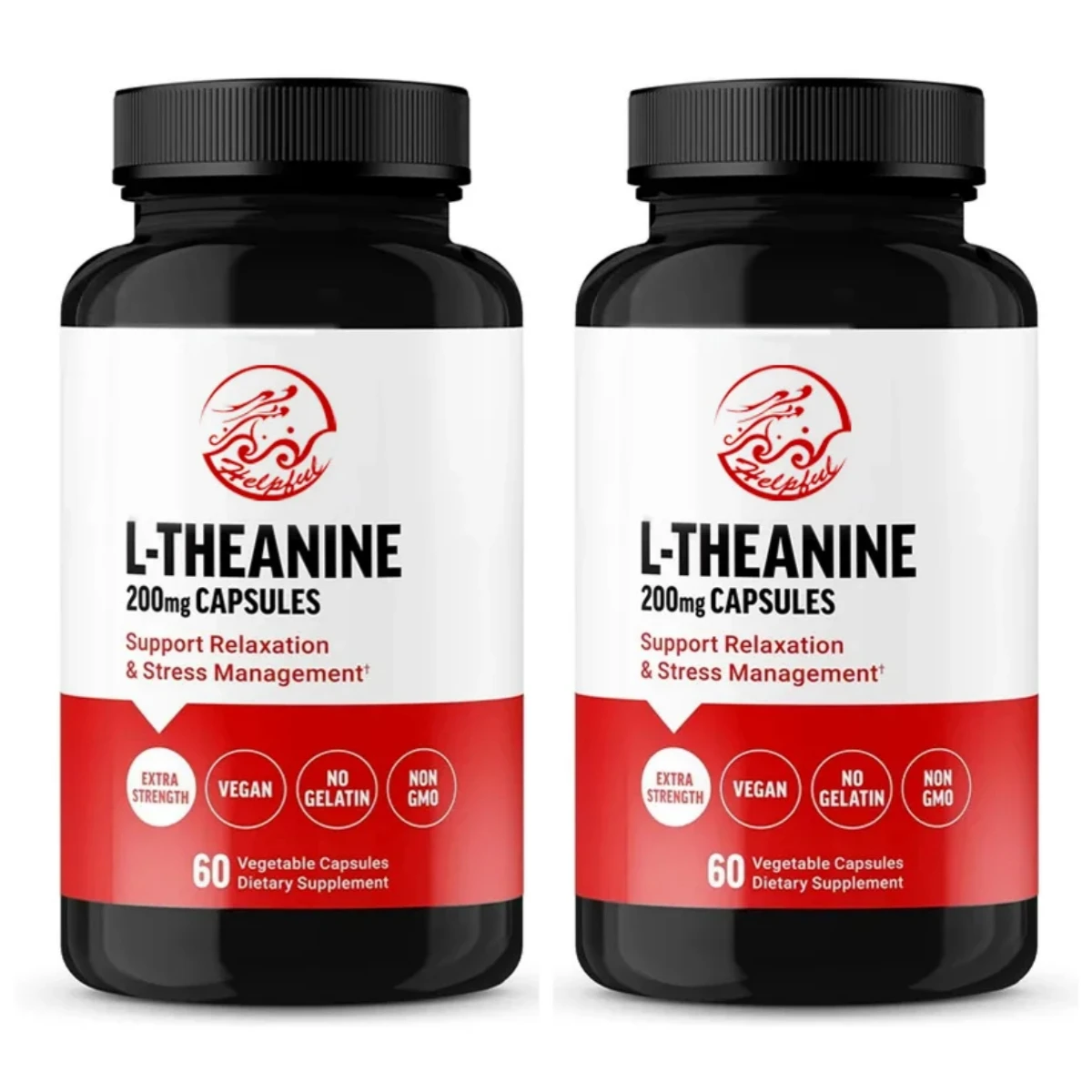 

L-theanine supplement, relieves stress, supports calmness and relaxation, 60 vegetable capsules, non genetically modified