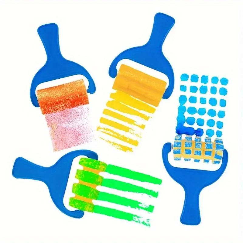 Washable Paint Brush Set, 4pcs Set with Foam Roller - Suitable for Arts and Crafts Projects