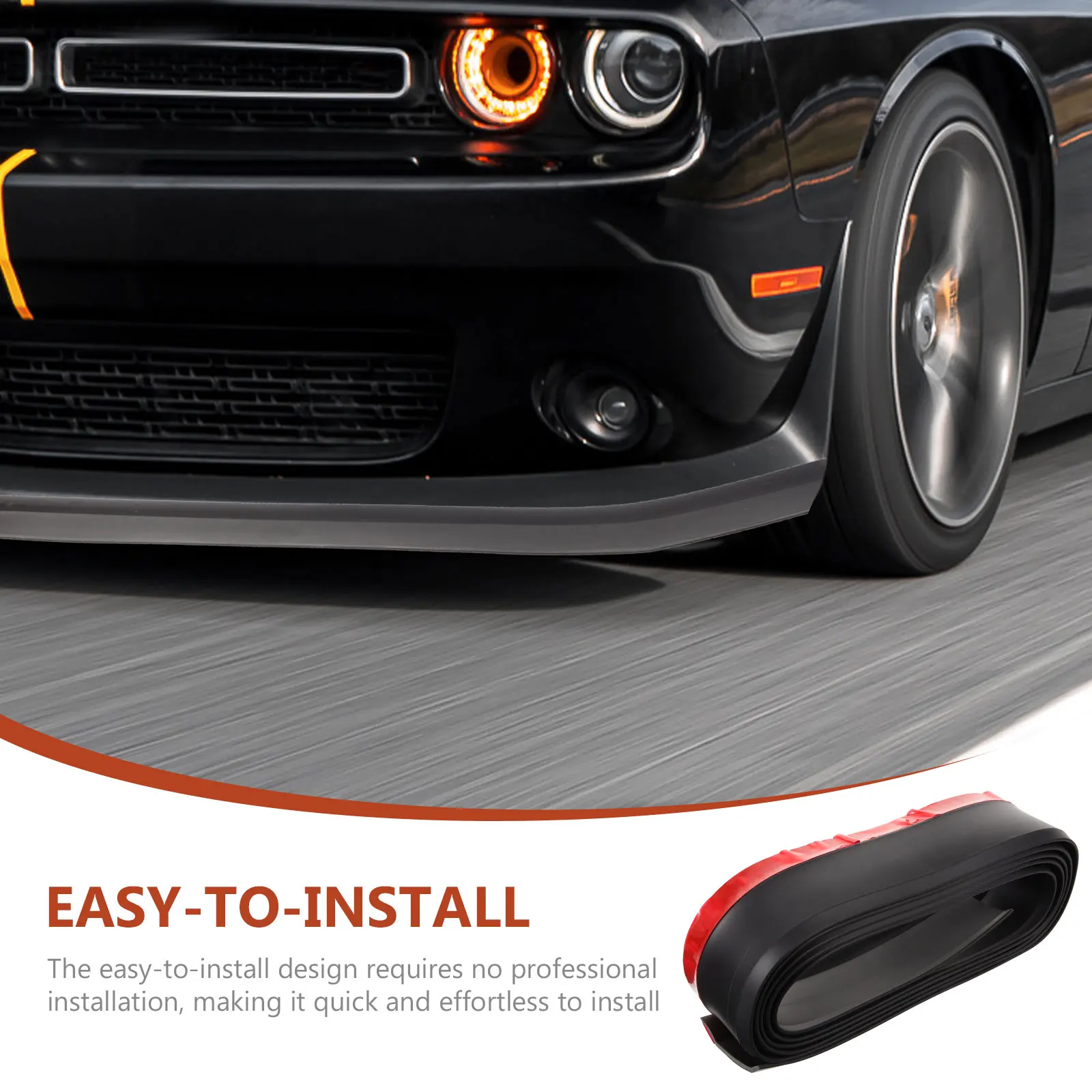 

Universal Front Bumper Lip Spoiler Black Car Protection Anti Collision Strip Garage Door Seal Water Barrier Flooding Proof Side