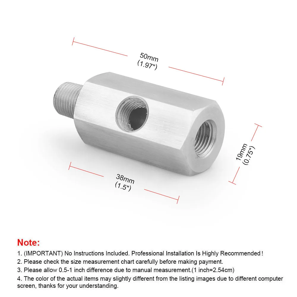 Oil Pressure Sensor Tee Adapter Turbo Supply Feed Line Gauge Female to 1/8 NPT Side Port Stainless Steel Hose T Fittings