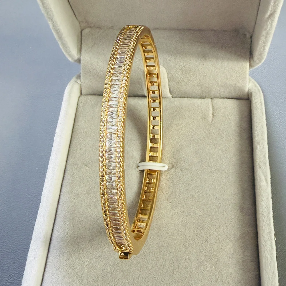 S925 Silver Luxury Tennis Bangle Classic Gradient Zircin Fashion Jewelry Fine Jewelry Engagement Wedding Gift Women Top Bangle view 2