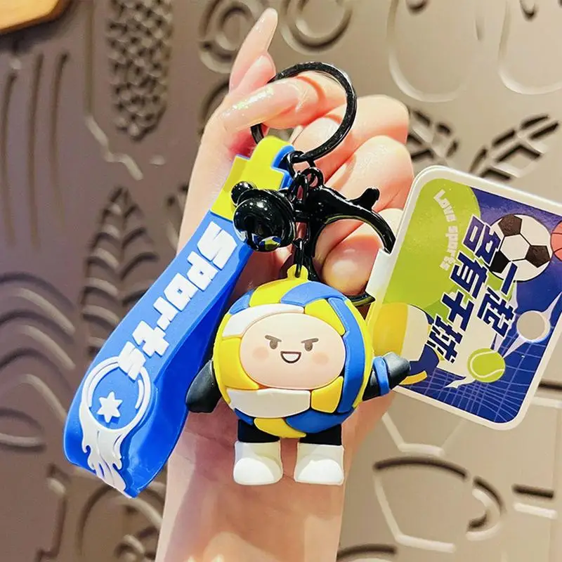 Cartoon Basketball Keychain Cute Football Basketball Figure Keyring Car Key Chain Phone Bag Ornament For Boys And Girls School