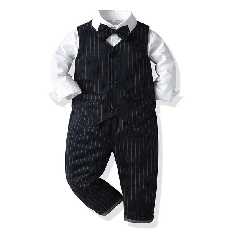 Kids Boys Wedding Suits Toddler Formal Suit Children Autumn Gentleman Birthday Party Suits British Wind Baby Boys Clothing Set