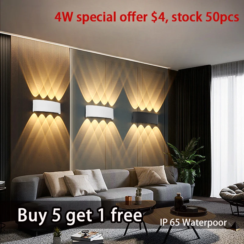 LED Wall Lamp Outdoor Waterproof IP65 Garden Lighting A85-265V Interior Wall Light Indoor For Bedroom Stairs Fixture Wall Lamps